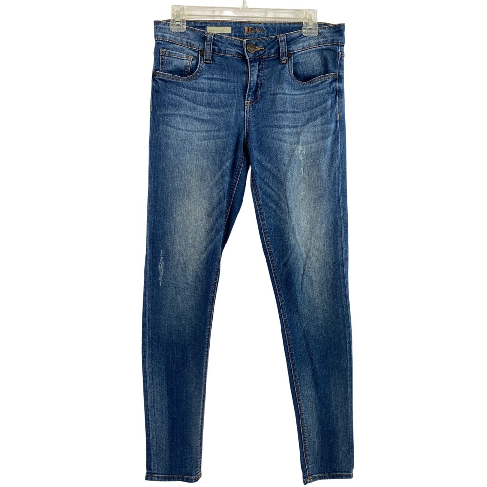 Kut from the Kloth Jeans Women 4 Mia Toothpick Skinny Distress Medium Wash Denim